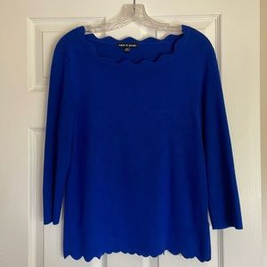 Beautiful blue Cable and Gauge Sweater - M